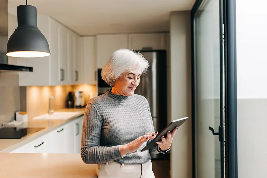 woman on tablet